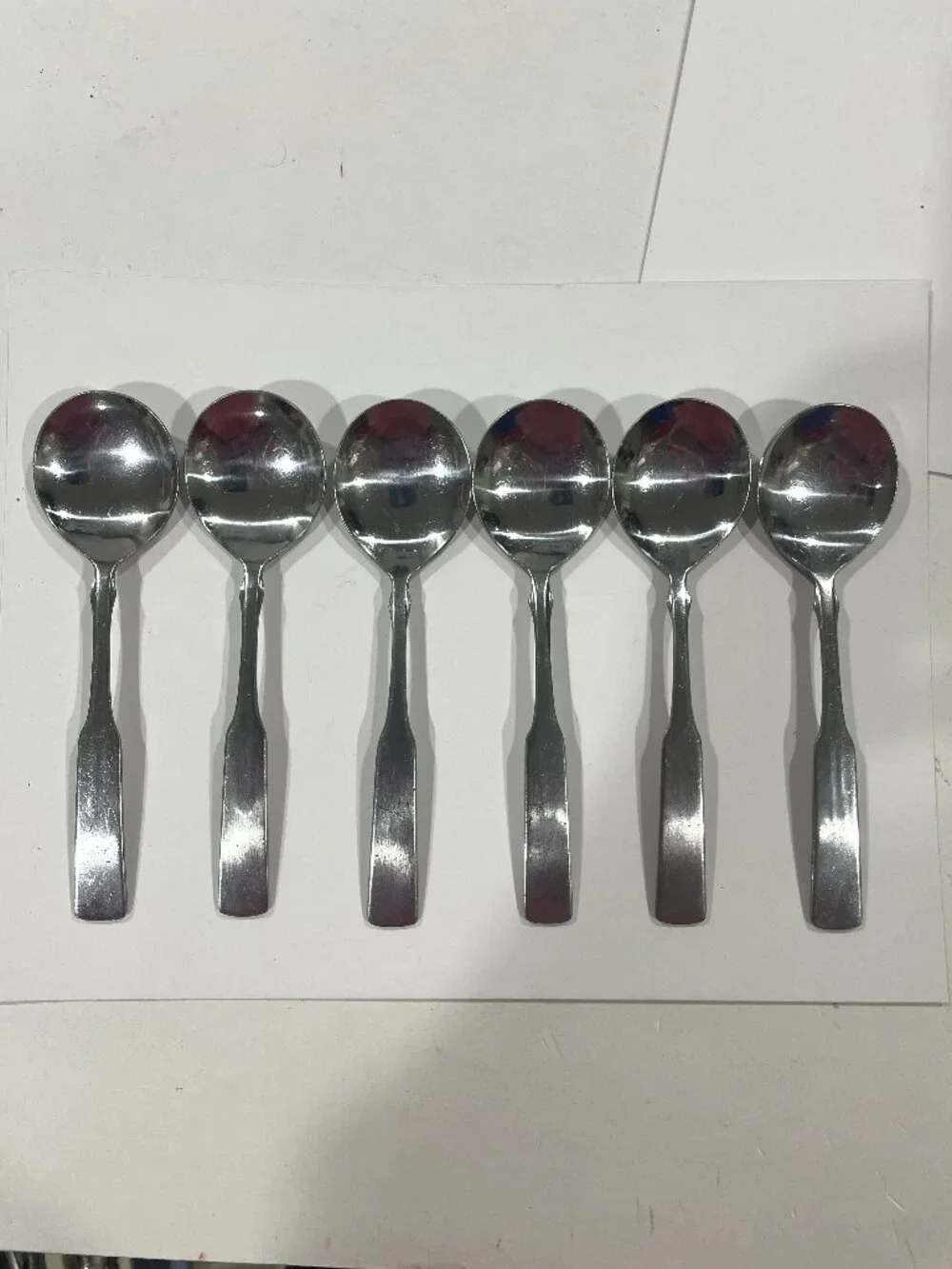 VTG 6 Oneida Royal Provencial 56 Silver Plate Soup Spoons Fiddler Pattern MCM